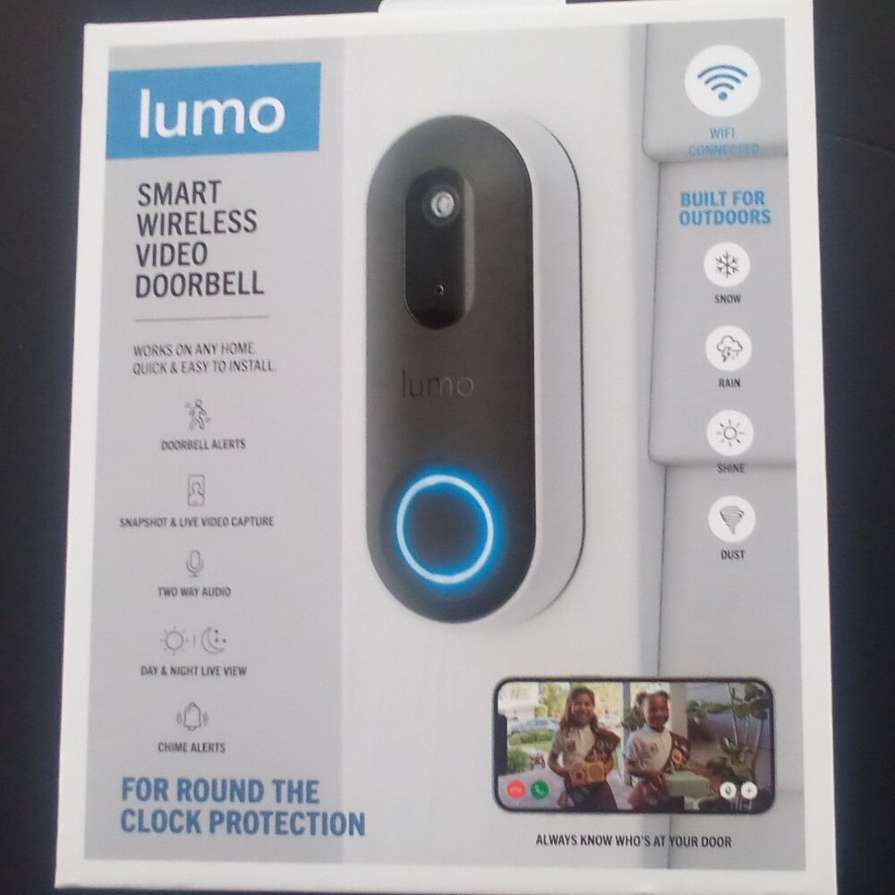 LUMO:  SMART WIRELESS VIDEO DOORBELL, Round The Clock Protection Smart Security
